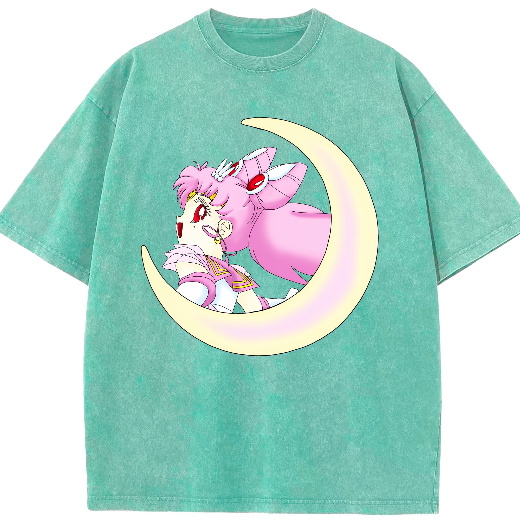 （画像用） 美少女戦士セーラームーン ちびうさ Sailor Moon Chibiusa Tsukino Usagi Small Lady Serenity 綿100% ヴィンテージ風 半袖Tシャツ（フロントプリント）